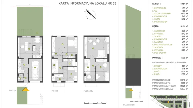Rzut - Dom na sprzedaż 4 pokoje o powierzchni 150,77 m² - numer 55 w Leśne Wzgórza etap I-II