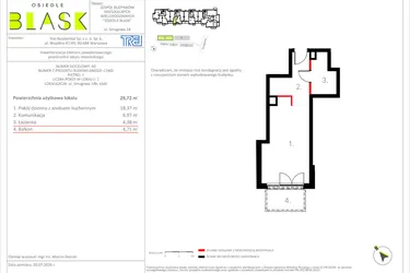 Rzut - Mieszkanie na sprzedaż 1 pokój o powierzchni 29,72 m² - numer C1M2 w Osiedle BLASK - Etap I
