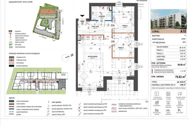 Rzut - Mieszkanie na sprzedaż 3 pokoje o powierzchni 69,66 m² - numer A10 w ulica Staszica bud. A