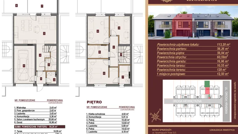 Rzut - Dom na sprzedaż 4 pokoje o powierzchni 113,2 m² - numer 23/2 w Dzielnica Hrabska etap IV