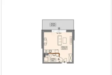 Rzut - Mieszkanie na sprzedaż 1 pokój o powierzchni 27,25 m² - numer B3.0.6.1a w Stegna Park II