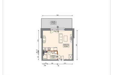 Rzut - Mieszkanie na sprzedaż 1 pokój o powierzchni 28,43 m² - numer B4.0.1.1A w Stegna Park II