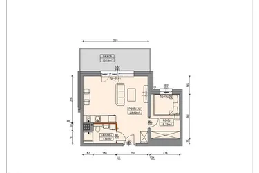 Rzut - Mieszkanie na sprzedaż 2 pokoje o powierzchni 35,5 m² - numer B4.2.18.2A w Stegna Park II