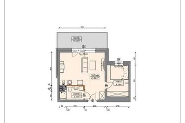Rzut - Mieszkanie na sprzedaż 2 pokoje o powierzchni 35,45 m² - numer B5.1.12.2A w Stegna Park II