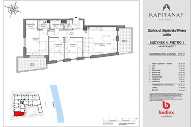 Rzut - Mieszkanie na sprzedaż 4 pokoje o powierzchni 86,76 m² - numer A7 w Kapitanat A