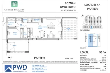 Rzut - Dom na sprzedaż 5 pokoi o powierzchni 139,91 m² - numer 56A w Osiedle Zagajnik etap II - bliźniaki