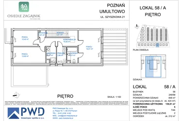 Rzut - Dom na sprzedaż 5 pokoi o powierzchni 139,91 m² - numer 58A w Osiedle Zagajnik etap II - bliźniaki