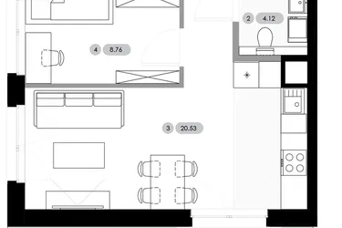 Rzut - Mieszkanie na sprzedaż 3 pokoje o powierzchni 51,85 m² - numer A.0.M2 w Nowe Radwanice