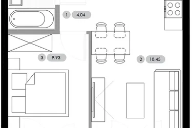 Rzut - Mieszkanie na sprzedaż 2 pokoje o powierzchni 36,6 m² - numer B.1.M5 w Nowe Radwanice