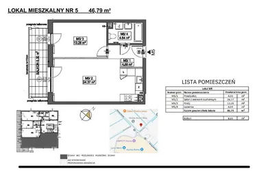 Rzut - Mieszkanie na sprzedaż 2 pokoje o powierzchni 46,79 m² - numer M5 w Jeziorna 1