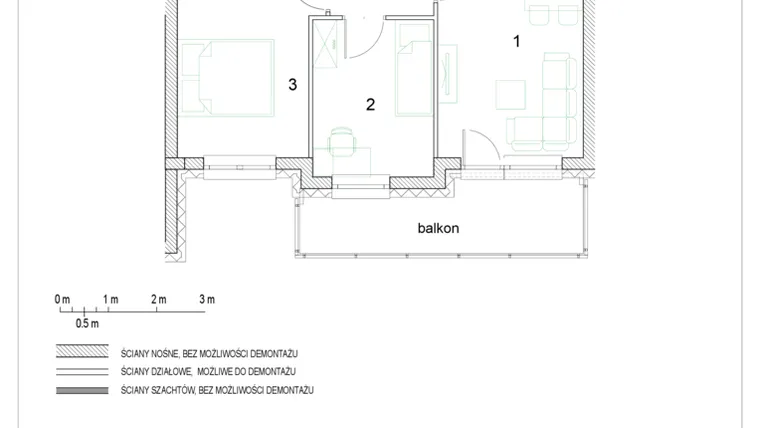 Rzut - Mieszkanie na sprzedaż 3 pokoje o powierzchni 45,9 m² - numer F1/P3/10 w Osiedle Jodłowa bud. F