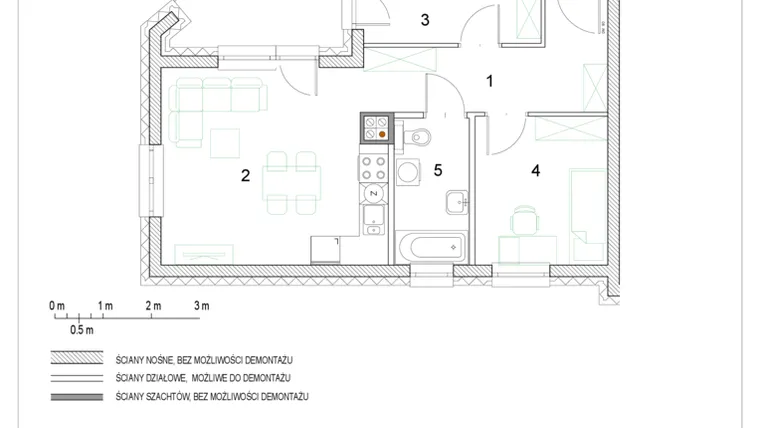 Rzut - Mieszkanie na sprzedaż 3 pokoje o powierzchni 48,91 m² - numer F1/P4/3 w Osiedle Jodłowa bud. F