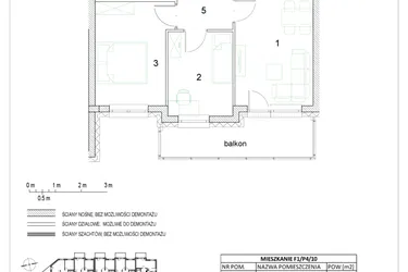 Rzut - Mieszkanie na sprzedaż 3 pokoje o powierzchni 45,9 m² - numer F1/P4/10 w Osiedle Jodłowa bud. F