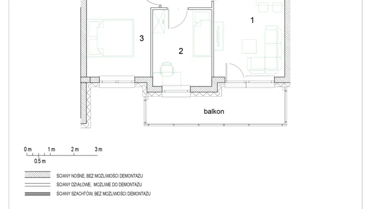 Rzut - Mieszkanie na sprzedaż 3 pokoje o powierzchni 45,9 m² - numer F1/P4/10 w Osiedle Jodłowa bud. F