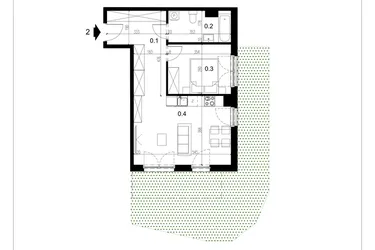 Rzut - Mieszkanie na sprzedaż 2 pokoje o powierzchni 47,95 m² - numer LM2 w Kameralna Koszykarska