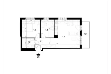 Rzut - Mieszkanie na sprzedaż 3 pokoje o powierzchni 56,9 m² - numer LM25 w Kameralna Koszykarska