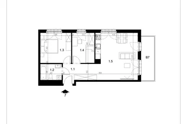 Rzut - Mieszkanie na sprzedaż 3 pokoje o powierzchni 56,83 m² - numer LM7 w Kameralna Koszykarska