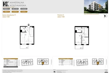 Rzut - Mieszkanie na sprzedaż 3 pokoje o powierzchni 57,31 m² - numer LM17 w Kameralna Koszykarska