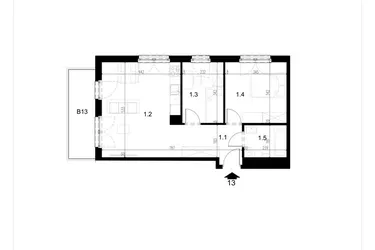 Rzut - Mieszkanie na sprzedaż 3 pokoje o powierzchni 53,67 m² - numer LM13 w Kameralna Koszykarska