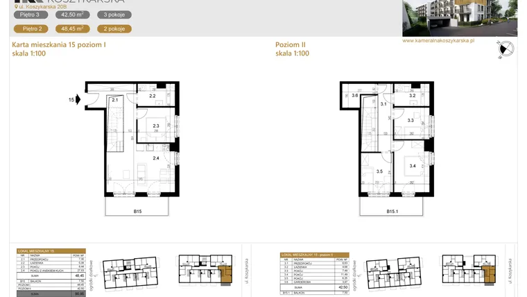 Rzut - Mieszkanie na sprzedaż 5 pokoi o powierzchni 90,95 m² - numer LM15 w Kameralna Koszykarska