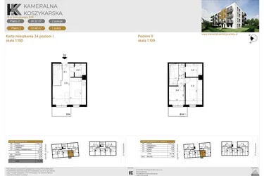 Rzut - Mieszkanie na sprzedaż 3 pokoje o powierzchni 61,36 m² - numer LM34 w Kameralna Koszykarska