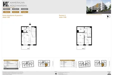 Rzut - Mieszkanie na sprzedaż 3 pokoje o powierzchni 61,06 m² - numer LM16 w Kameralna Koszykarska