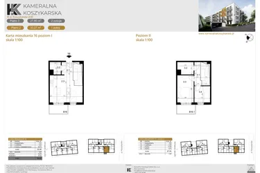 Rzut - Mieszkanie na sprzedaż 3 pokoje o powierzchni 60,6 m² - numer LM16 w Kameralna Koszykarska