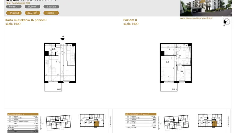 Rzut - Mieszkanie na sprzedaż 3 pokoje o powierzchni 60,6 m² - numer LM16 w Kameralna Koszykarska