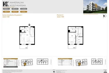 Rzut - Mieszkanie na sprzedaż 3 pokoje o powierzchni 63,96 m² - numer LM36 w Kameralna Koszykarska