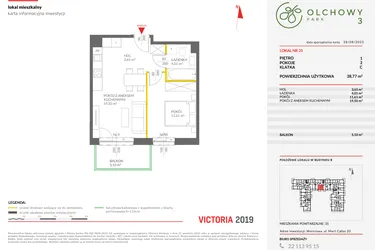 Rzut - Mieszkanie na sprzedaż 2 pokoje o powierzchni 38,77 m² - numer 31 w Olchowy Park III