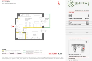 Rzut - Mieszkanie na sprzedaż 2 pokoje o powierzchni 41,92 m² - numer 63 w Olchowy Park III