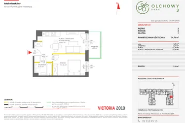 Rzut - Mieszkanie na sprzedaż 2 pokoje o powierzchni 34,76 m² - numer 144 w Olchowy Park III