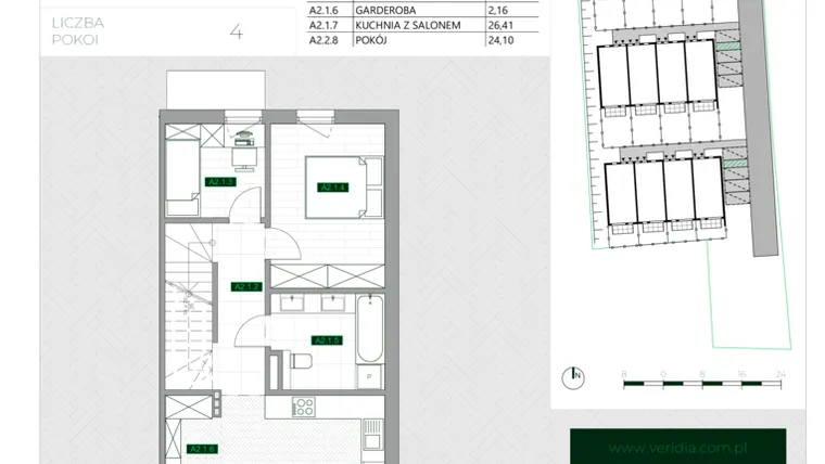 Rzut - Mieszkanie na sprzedaż 4 pokoje o powierzchni 86,2 m² - numer A2 w Zielona Krzyszkowicka