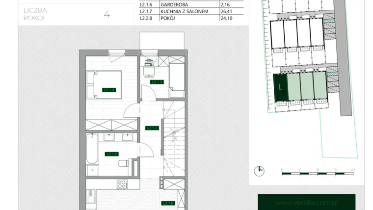 Rzut - Mieszkanie na sprzedaż 4 pokoje o powierzchni 86,2 m² - numer L2 w Zielona Krzyszkowicka