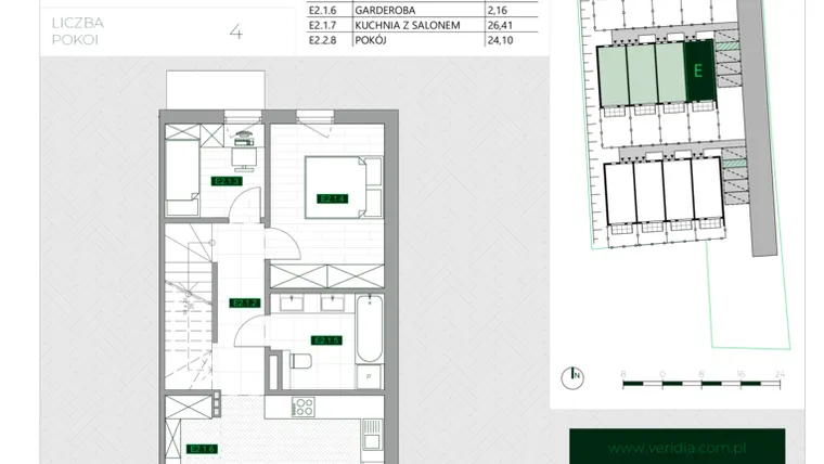 Rzut - Mieszkanie na sprzedaż 4 pokoje o powierzchni 86,2 m² - numer E2 w Zielona Krzyszkowicka