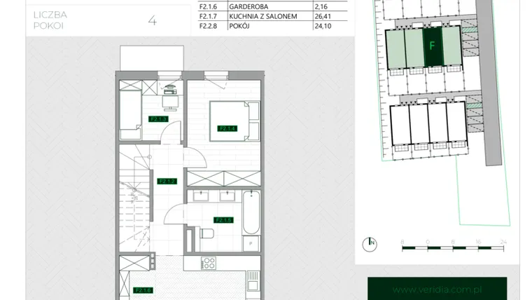 Rzut - Mieszkanie na sprzedaż 4 pokoje o powierzchni 86,2 m² - numer F2 w Zielona Krzyszkowicka