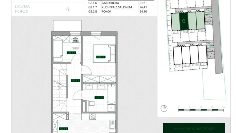 Rzut - Mieszkanie na sprzedaż 4 pokoje o powierzchni 86,2 m² - numer G2 w Zielona Krzyszkowicka