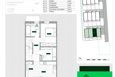 Rzut - Mieszkanie na sprzedaż 4 pokoje o powierzchni 86,2 m² - numer J2 w Zielona Krzyszkowicka