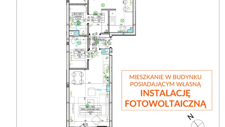 Rzut - Mieszkanie na sprzedaż 3 pokoje o powierzchni 71,39 m² - numer B8.A9 w Osiedle Zielone bud. A1, B8