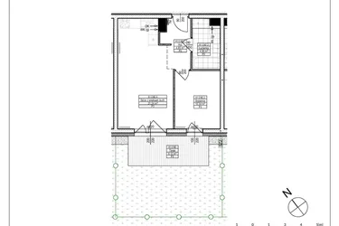 Rzut - Mieszkanie na sprzedaż 2 pokoje o powierzchni 41,09 m² - numer A1.2 w Osiedle Zielone bud. A1, B8