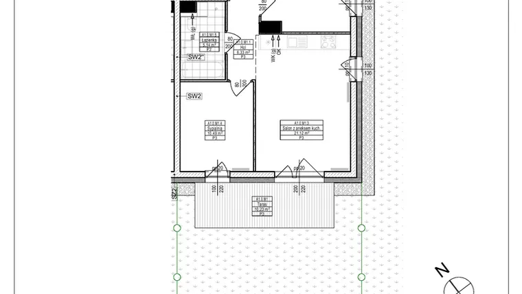 Rzut - Mieszkanie na sprzedaż 3 pokoje o powierzchni 54,05 m² - numer A1.1 w Osiedle Zielone bud. A1, B8