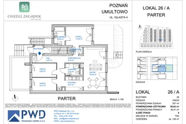 Rzut - Mieszkanie na sprzedaż 4 pokoje o powierzchni 85,62 m² - numer 26/A w Osiedle Zagajnik etap II - mieszkania