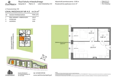 Rzut - Mieszkanie na sprzedaż 2 pokoje o powierzchni 44,34 m² - numer A.3 w Och!Widzew