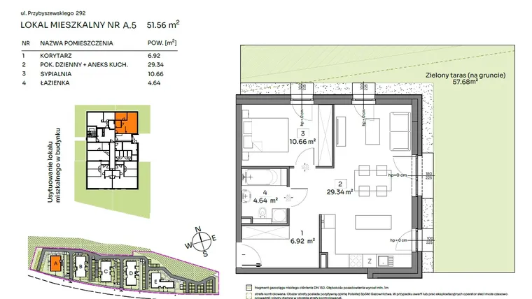 Rzut - Mieszkanie na sprzedaż 2 pokoje o powierzchni 51,56 m² - numer A.5 w Och!Widzew