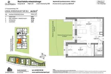 Rzut - Mieszkanie na sprzedaż 2 pokoje o powierzchni 46,78 m² - numer B.5 w Och!Widzew