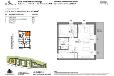 Rzut - Mieszkanie na sprzedaż 2 pokoje o powierzchni 50,96 m² - numer A.25 w Och!Widzew