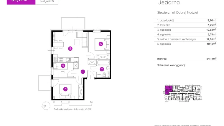 Rzut - Mieszkanie na sprzedaż 4 pokoje o powierzchni 54,14 m² - numer 27.A.3.7 w Murapol Siewierz Jeziorna bud. 27 i 28