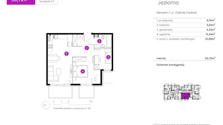 Rzut - Mieszkanie na sprzedaż 2 pokoje o powierzchni 50,72 m² - numer 27.A.2.4 w Murapol Siewierz Jeziorna bud. 27 i 28