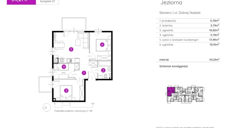 Rzut - Mieszkanie na sprzedaż 4 pokoje o powierzchni 54,21 m² - numer 27.A.2.7 w Murapol Siewierz Jeziorna bud. 27 i 28