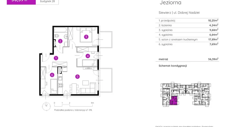 Rzut - Mieszkanie na sprzedaż 4 pokoje o powierzchni 56,39 m² - numer 28.A.2.3 w Murapol Siewierz Jeziorna bud. 27 i 28